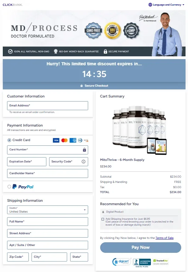 MitoThrive order page